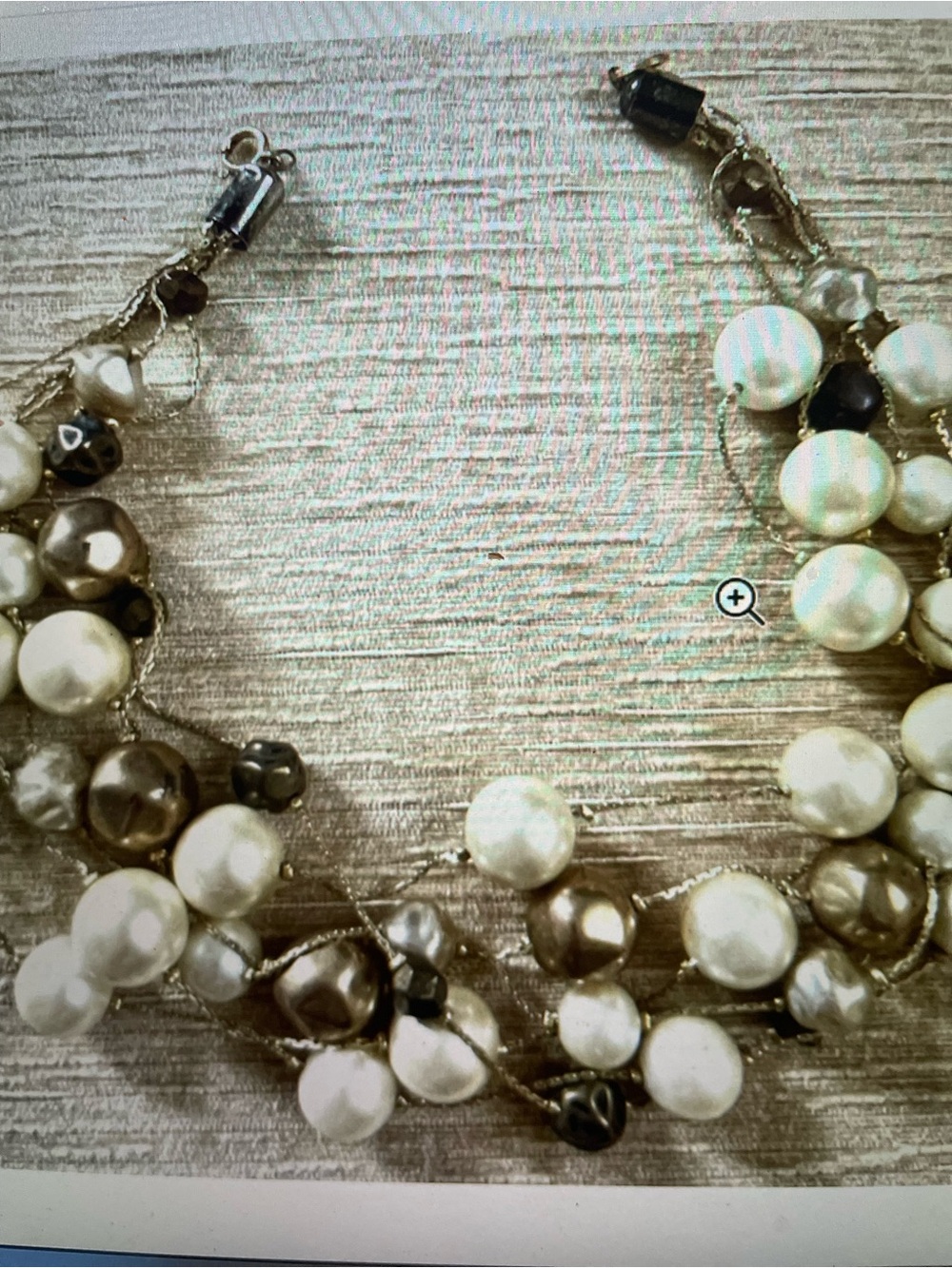 Dabby Reid Pearl and Metallic Bead Multi-Strand Necklace - White & Silver 13 in